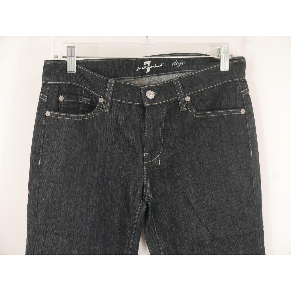 7 For All Mankind Dojo Jeans Blue Dark Wash Flare Stretch Denim Women's 28 30x36